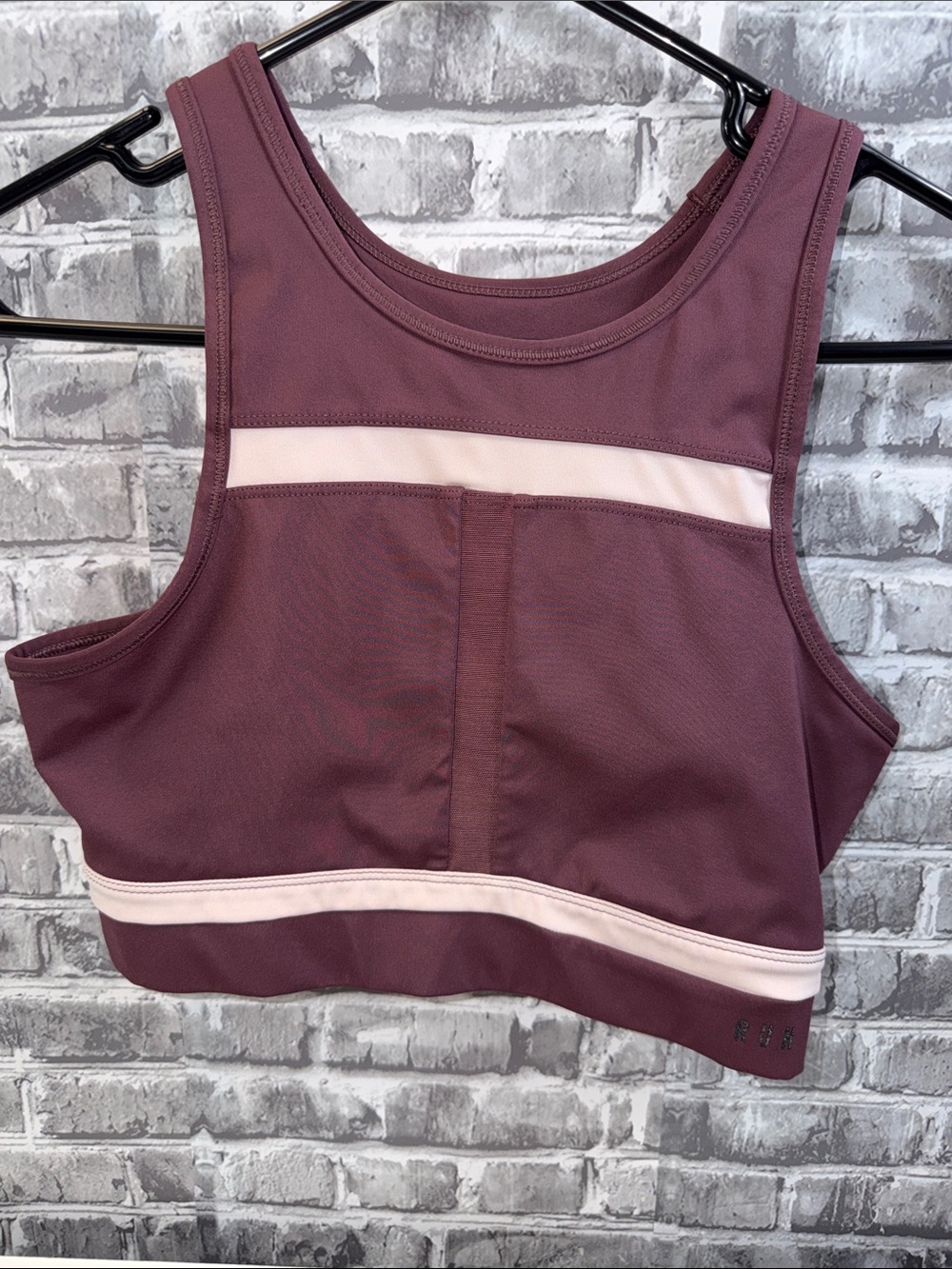 Women's Nike Mauve High-Neck Sports Bra with Pale Pink Trim